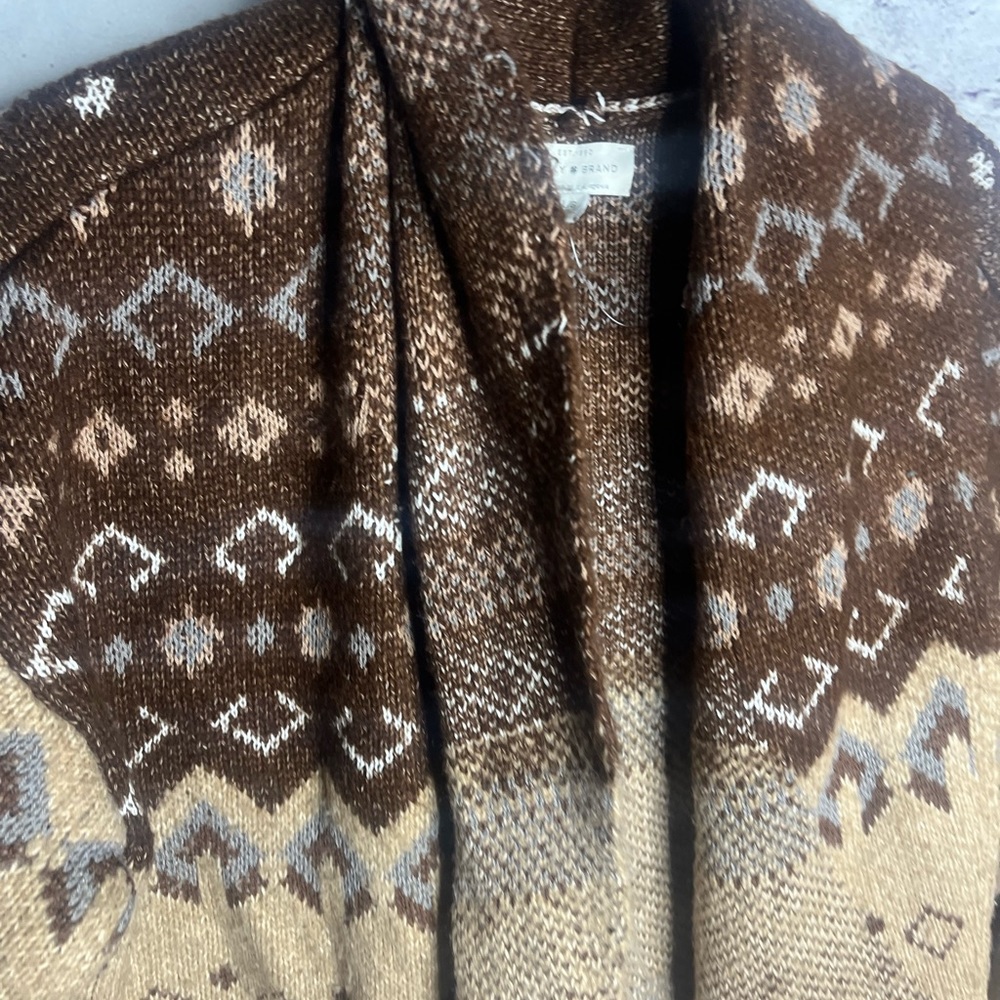 Large lucky brand long sleeve brown and tan sweater - Picture 5 of 6
